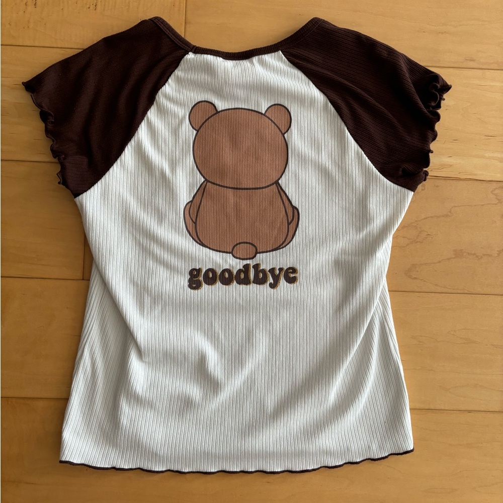 Jenna and Jessie Teddy Bear Ribbed Raglan Top (girls 14/L)